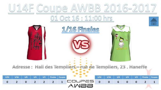 Coupe AWBB U14 Filles: RBCH – Blegny